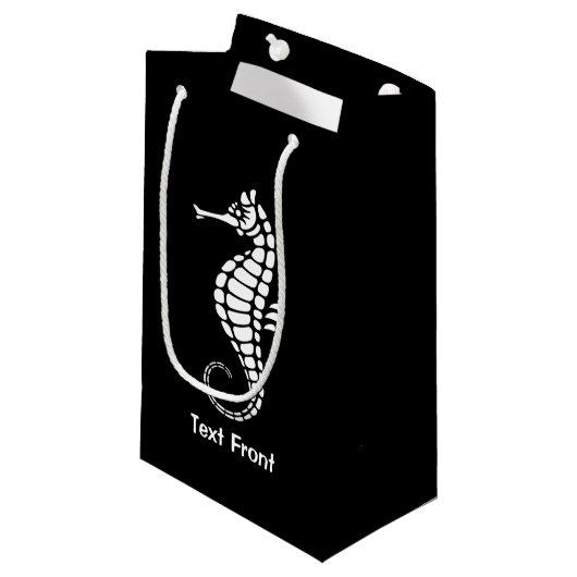 Petit Sac Cadeau Hippocampe blanc (Devant Angle)