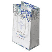 Petit Sac Cadeau Hiver Silver Navy Blue Snowflake Baptism Invitatio (Dos Angle)