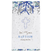 Petit Sac Cadeau Hiver Silver Navy Blue Snowflake Baptism Invitatio (Devant)