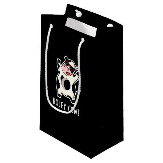 Petit Sac Cadeau Holey Cow Funny Animal Pun Dark BG (Devant Angle)