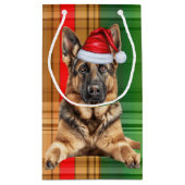 Petit Sac Cadeau Holiday German Shepherd Dog and Plaid Christmas (Dos)
