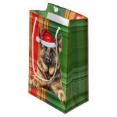 Petit Sac Cadeau Holiday German Shepherd Dog and Plaid Christmas (Devant Angle)