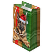 Petit Sac Cadeau Holiday German Shepherd Dog and Plaid Christmas (Dos Angle)