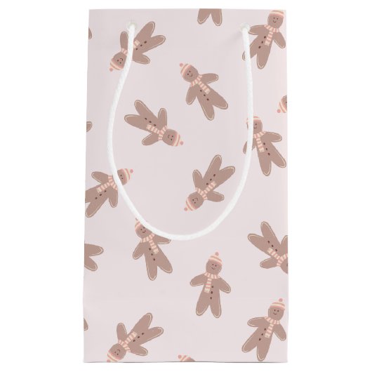 Petit Sac Cadeau Holiday Gingerbread Man pink (Devant)