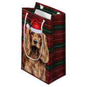 Petit Sac Cadeau Holiday Plaid Cocker Spaniel Christmas Dog  (Devant Angle)