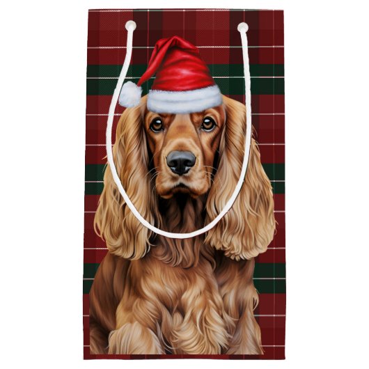 Petit Sac Cadeau Holiday Plaid Cocker Spaniel Christmas Dog  (Devant)