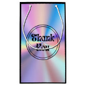 Petit Sac Cadeau holographie retro script super merci noir (Dos)