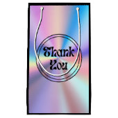 Petit Sac Cadeau holographie retro script super merci noir (Devant)