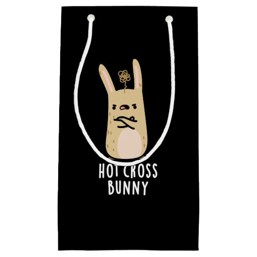 Petit Sac Cadeau Hot Cross Bunny Funny Angry Rabbit Pun Dark BG (Devant)