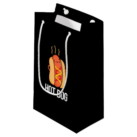 Petit Sac Cadeau Hot Dog Funny Snack Pun Dark BG (Devant Angle)