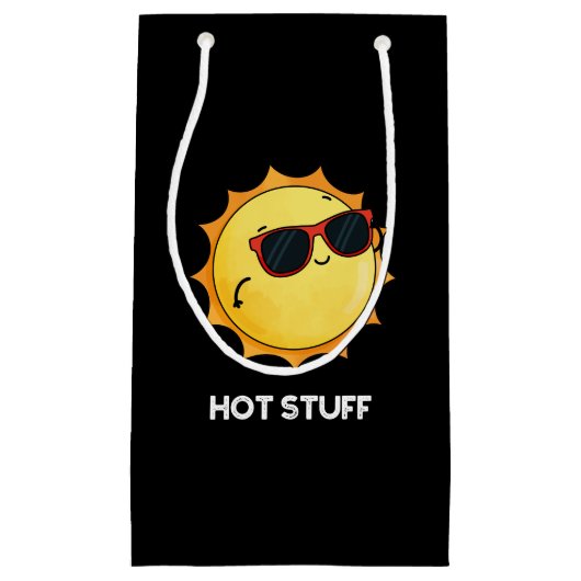 Petit Sac Cadeau Hot Stuff Funny Sun Pun Dark BG (Devant)