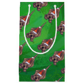 Petit Sac Cadeau Hound Chien Noël sur Green (Devant)