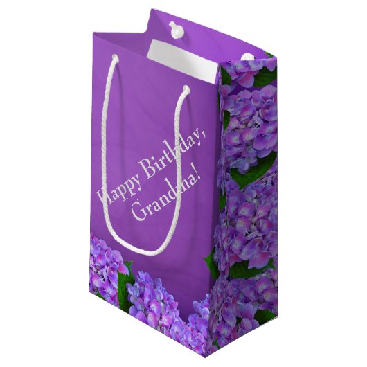 Petit Sac Cadeau Hydrangée violette (Devant Angle)