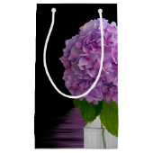 Petit Sac Cadeau Hydrangée Violette Sur Noir (Devant)