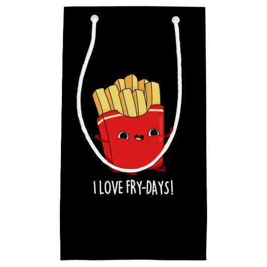 Petit Sac Cadeau I Love Fry-Days Funny French Fries Pun Dark BG (Devant)