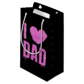 Petit Sac Cadeau I Love Papa Pink Parties scintillant Typographie | (Devant Angle)