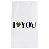 Petit Sac Cadeau I Love You coeur or blanc typographie moderne (Devant)
