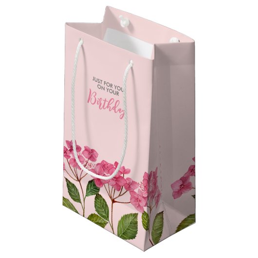 Petit Sac Cadeau Illustration Anniversaire Pink Hydrangea Lacecaps (Devant Angle)