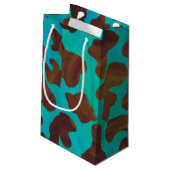 Petit Sac Cadeau Impression Brown et Turquoise de vache (Dos Angle)