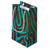 Petit Sac Cadeau Impression Brown et Turquoise Zebra (Dos Angle)
