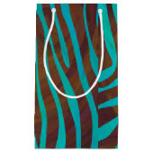 Petit Sac Cadeau Impression Brown et Turquoise Zebra (Devant)