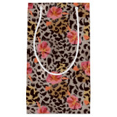 Petit Sac Cadeau Impression élégante de léopard de fleurs tropicale (Devant)