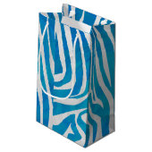Petit Sac Cadeau Impression en bleu et blanc Zebra (Dos Angle)
