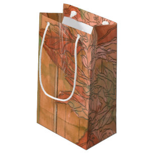 Petit Sac Cadeau Impression florale orange moderne sur l'arrière -