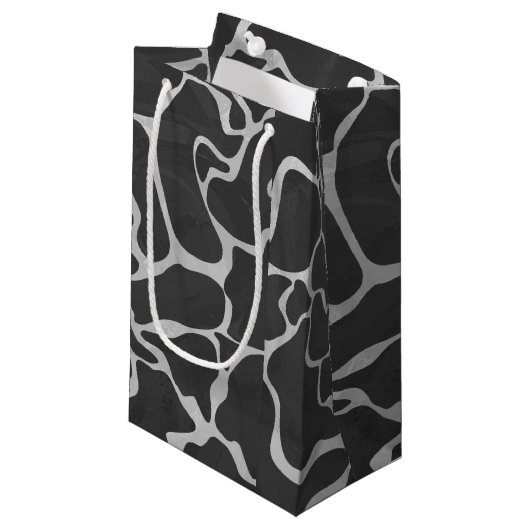 Petit Sac Cadeau Impression Giraffe noir et gris clair (Devant Angle)
