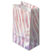 Petit Sac Cadeau Impression rose et blanc Zebra (Devant Angle)