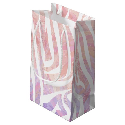 Petit Sac Cadeau Impression rose et blanc Zebra (Dos Angle)