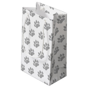 Petit Sac Cadeau Imprimantes grises Empreintes de pattes sur fond b
