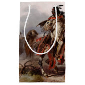 Petit Sac Cadeau Indien Blackfoot sur le cheval Arabe étant chassé (Devant)