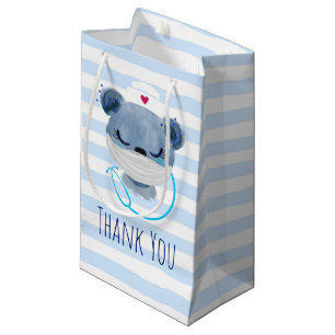 Petit Sac Cadeau Infirmière de l'ours mignonne portant un Merci de