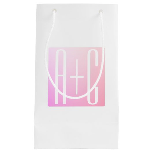 Petit Sac Cadeau Initiales de couple | Gradation rose subtile (Devant)