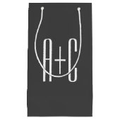 Petit Sac Cadeau Initiales de couple modernes | Gris et blanc (Devant)