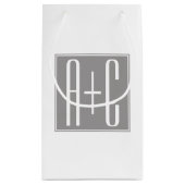 Petit Sac Cadeau Initiales de couple modifiables | Blanc et gris (Dos)