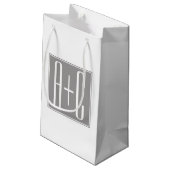 Petit Sac Cadeau Initiales de couple modifiables | Blanc et gris (Dos Angle)