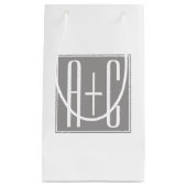 Petit Sac Cadeau Initiales de couples modifiables | Blanc & Gris (Devant)