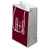 Petit Sac Cadeau Initiales de couples simples | Blanc et bordeaux (Dos Angle)