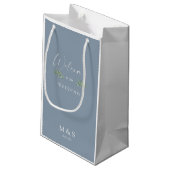 Petit Sac Cadeau Initiales Eucalyptus Mariage Faveur Dusty Blue (Dos Angle)