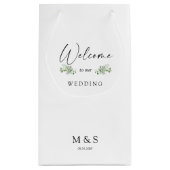 Petit Sac Cadeau Initiales Eucalyptus Mariage Favoriser Blanc (Dos)