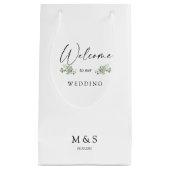 Petit Sac Cadeau Initiales Eucalyptus Mariage Favoriser Blanc (Devant)