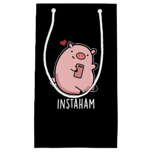 Petit Sac Cadeau Instaham Funny Médias sociaux Pig Pun Dark BG