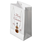 Petit Sac Cadeau Instrument de musique Violon de Noël Snowflakes (Devant Angle)
