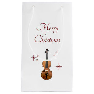 Petit Sac Cadeau Instrument de musique Violon de Noël Snowflakes