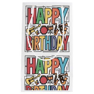 Petit Sac Cadeau Instruments de musique colorés cool Joyeux anniver