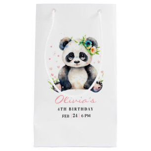 Petit Sac Cadeau Invitation d'anniversaire de Panda, Invitation d'a