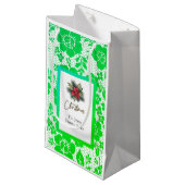 Petit Sac Cadeau iridescent green lace with Christmas flower (Devant Angle)