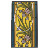 Petit Sac Cadeau Iris Fleur Art Nouveau Vitrail Bleu Or (Devant)